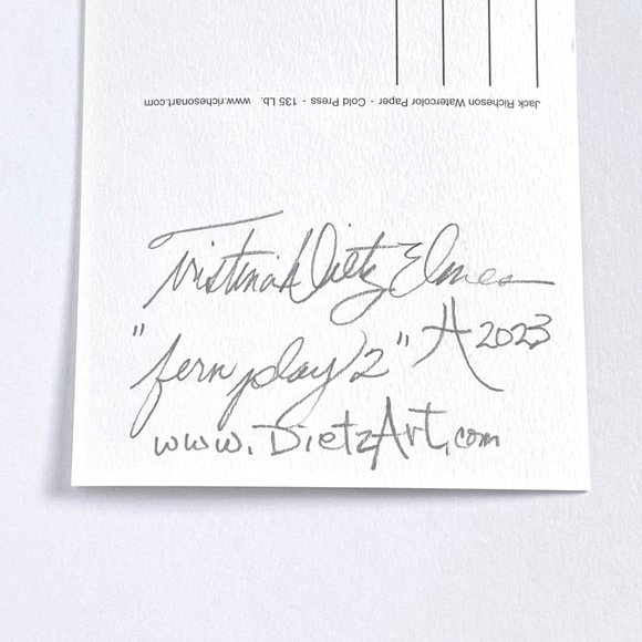 Fern Play 2 Original Art Watercolor Painting Matted Frame Ready 8x10in - Picture 4 of 5